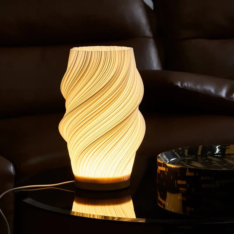 Rechargeable Twisted Shade Table Lamp – Cordless LED 5W – Bedside Modern