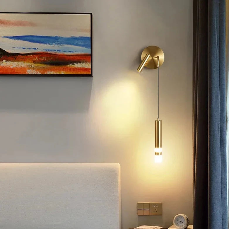 Gold Metal Glass Hanging Wall Lamp – LED Reading Light – Bedroom Living Room