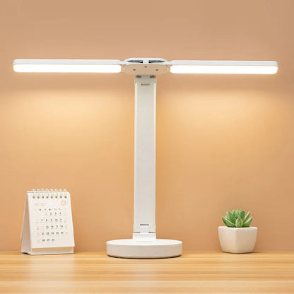 LED Desk Lamp For Office & Study - Foldable Dual-Angle Task Light - Adjustable Arm
