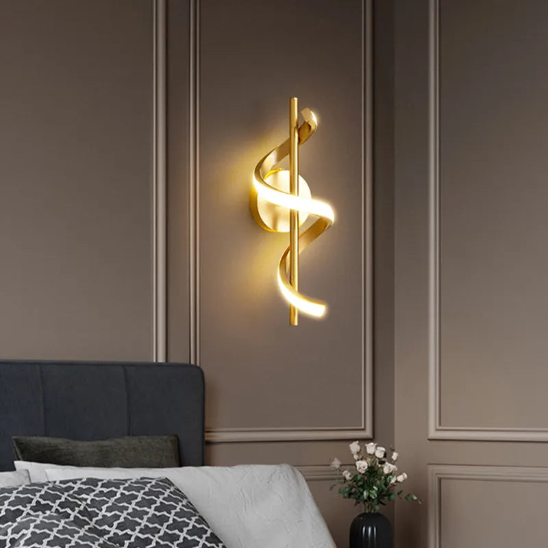 Twisted Metal LED Wall Light – Hard Wired Warm Glow – Bedroom Living Room