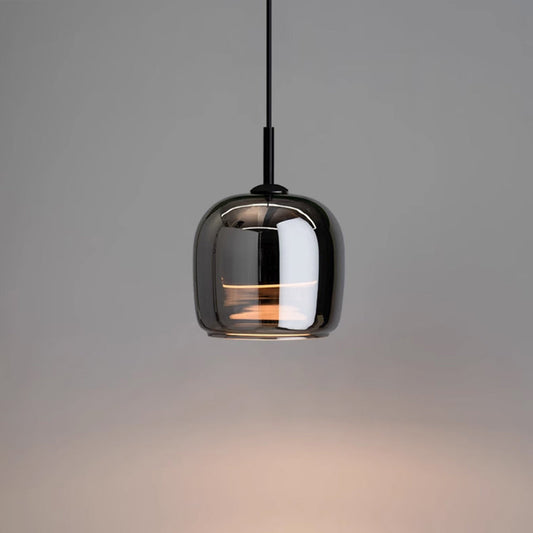 Modern Smoked Glass Pendant Light - Black Single Light Fixture
