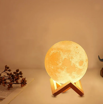 Moon Bedside Table Lamp for Bedroom - Battery Operated Rechargeable LED