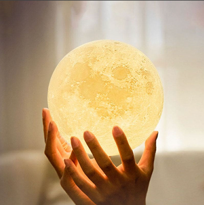 Moon Bedside Table Lamp for Bedroom - Battery Operated Rechargeable LED
