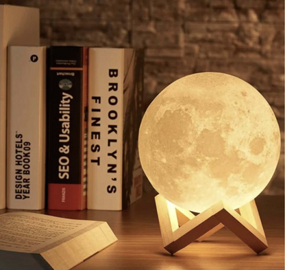 Moon Bedside Table Lamp for Bedroom - Battery Operated Rechargeable LED