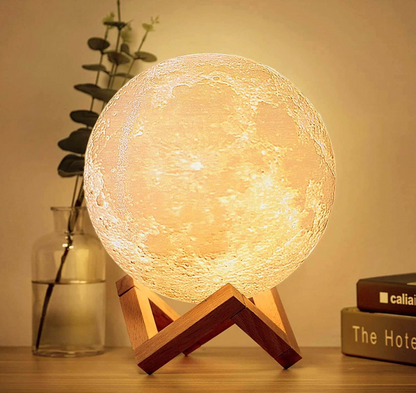 Moon Bedside Table Lamp for Bedroom - Battery Operated Rechargeable LED