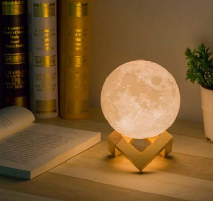 Moon Bedside Table Lamp for Bedroom - Battery Operated Rechargeable LED