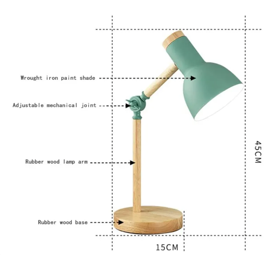 Kids Desk Lamp For Bedroom - Reading Light - Wood