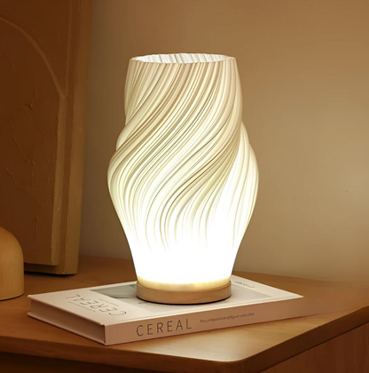 Bedside Table Lamp for Bedroom - Dimmable - 3D Wave Design