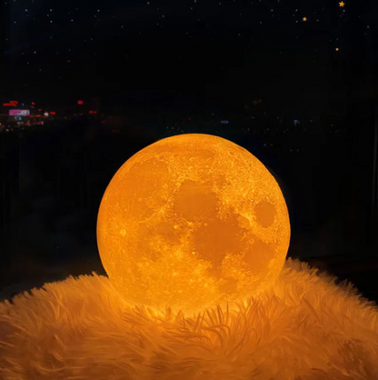 Moon Bedside Table Lamp for Bedroom - Battery Operated Rechargeable LED