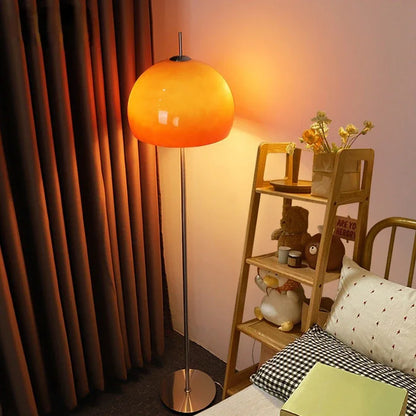 Bauhaus Retro Dimmable Remote Control Orange Stained Glass Table and Floor Lamp