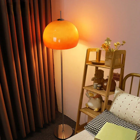 Bauhaus Retro Dimmable Remote Control Orange Stained Glass Table and Floor Lamp