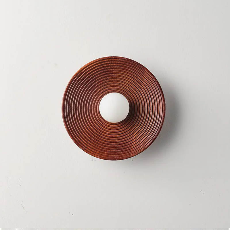 Handcrafted Frosted Glass Natural Wood Rustic Wall Sconce