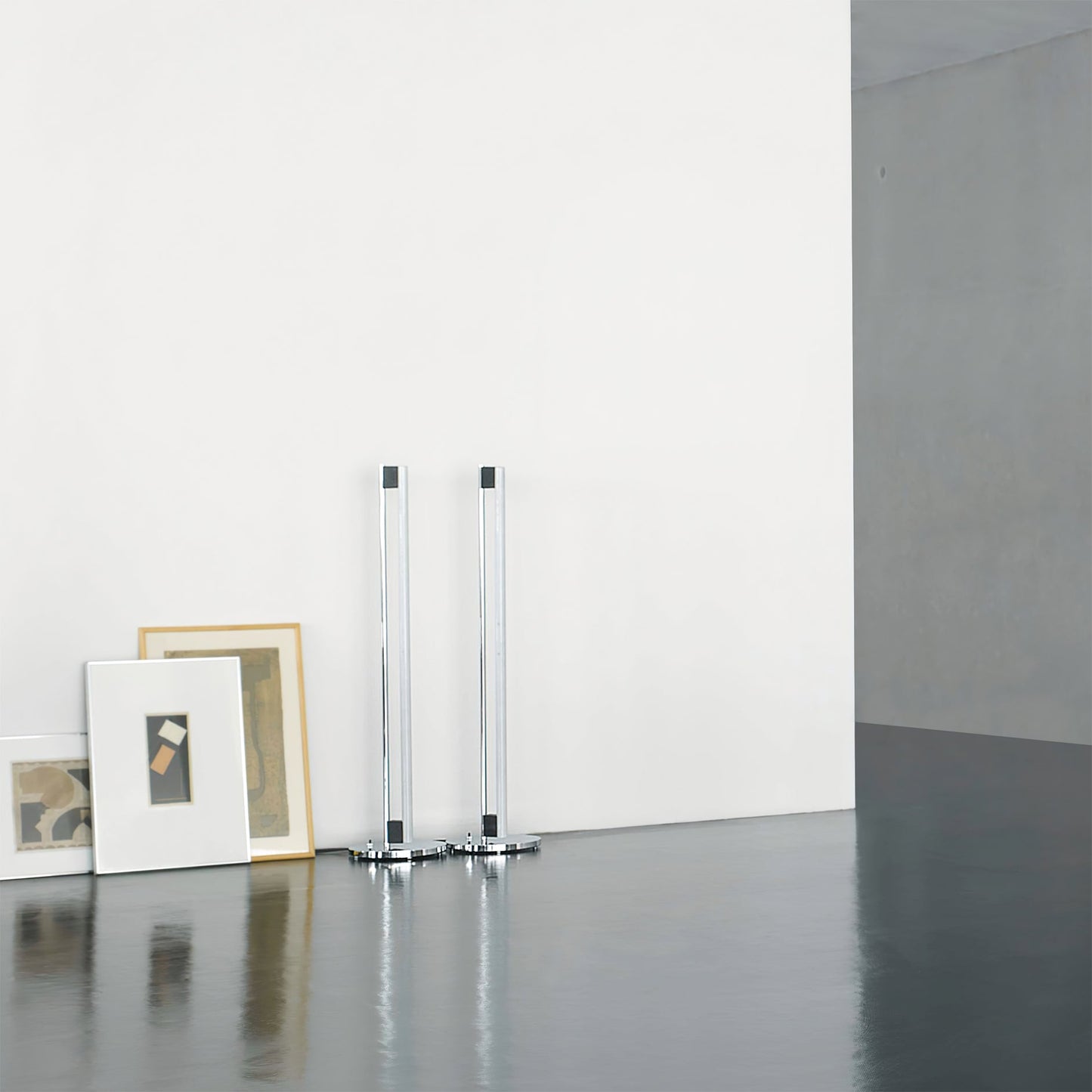 Modern Slim Chrome Metal LED Floor Lamp – Foot Switch – Living Room & Office