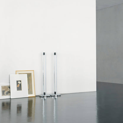 Modern Slim Chrome Metal LED Floor Lamp – Foot Switch – Living Room & Office