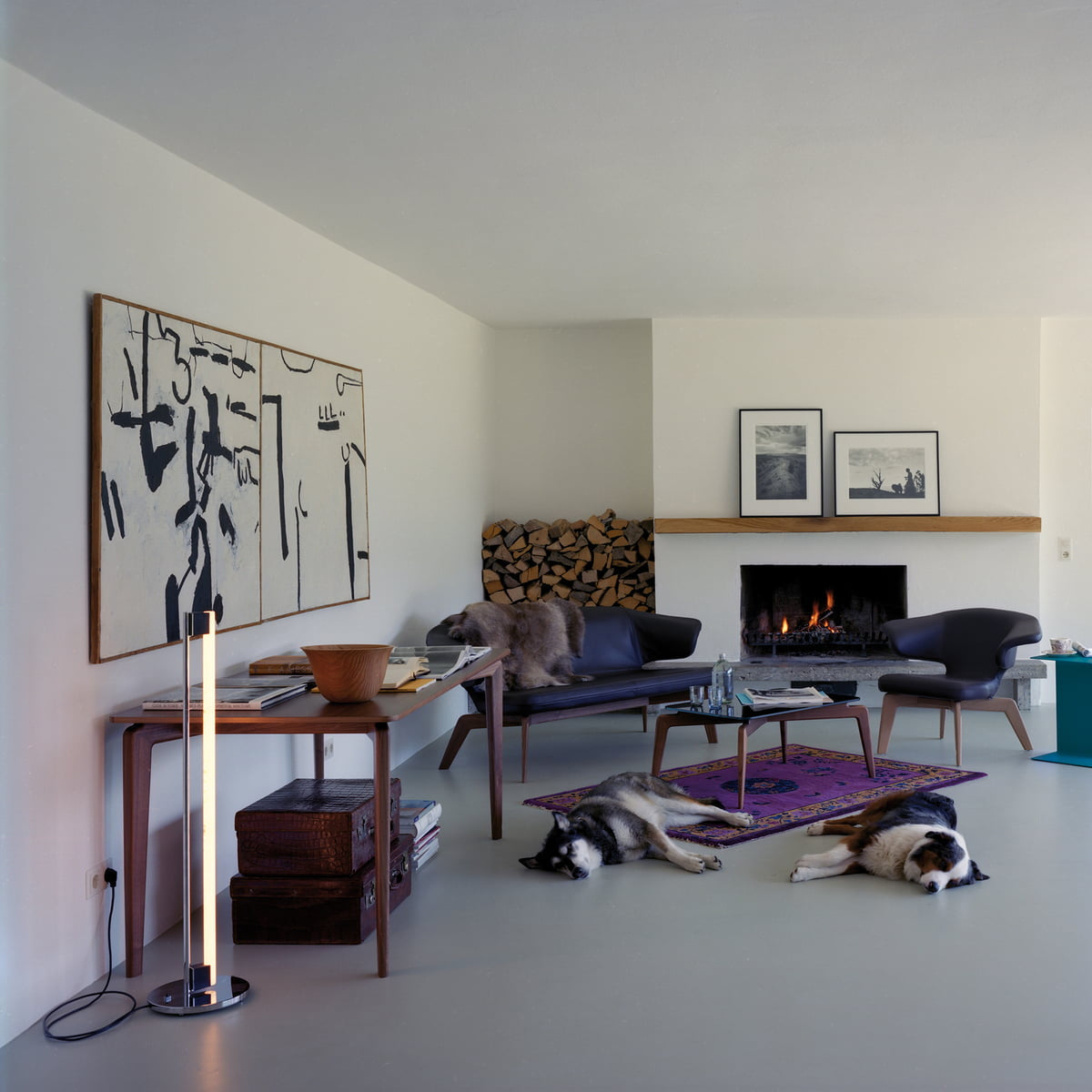 Modern Slim Chrome Metal LED Floor Lamp – Foot Switch – Living Room & Office