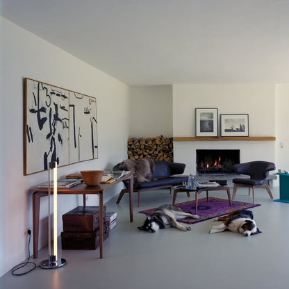 Modern Slim Chrome Metal LED Floor Lamp – Foot Switch – Living Room & Office