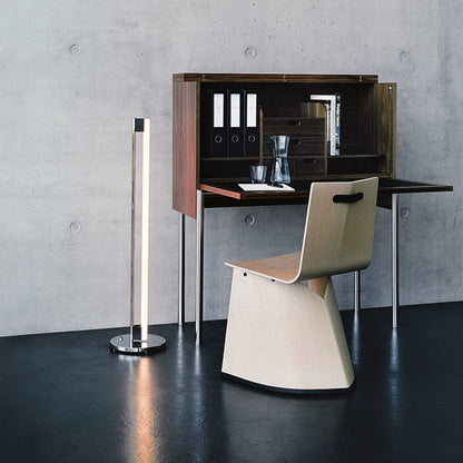 Modern Slim Chrome Metal LED Floor Lamp – Foot Switch – Living Room & Office