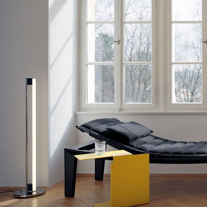 Modern Slim Chrome Metal LED Floor Lamp – Foot Switch – Living Room & Office