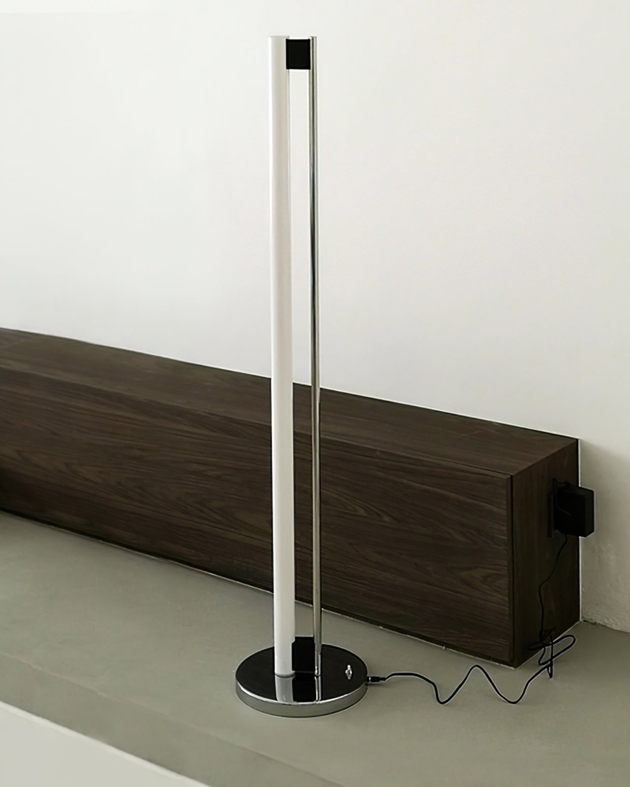 Modern Slim Chrome Metal LED Floor Lamp – Foot Switch – Living Room & Office