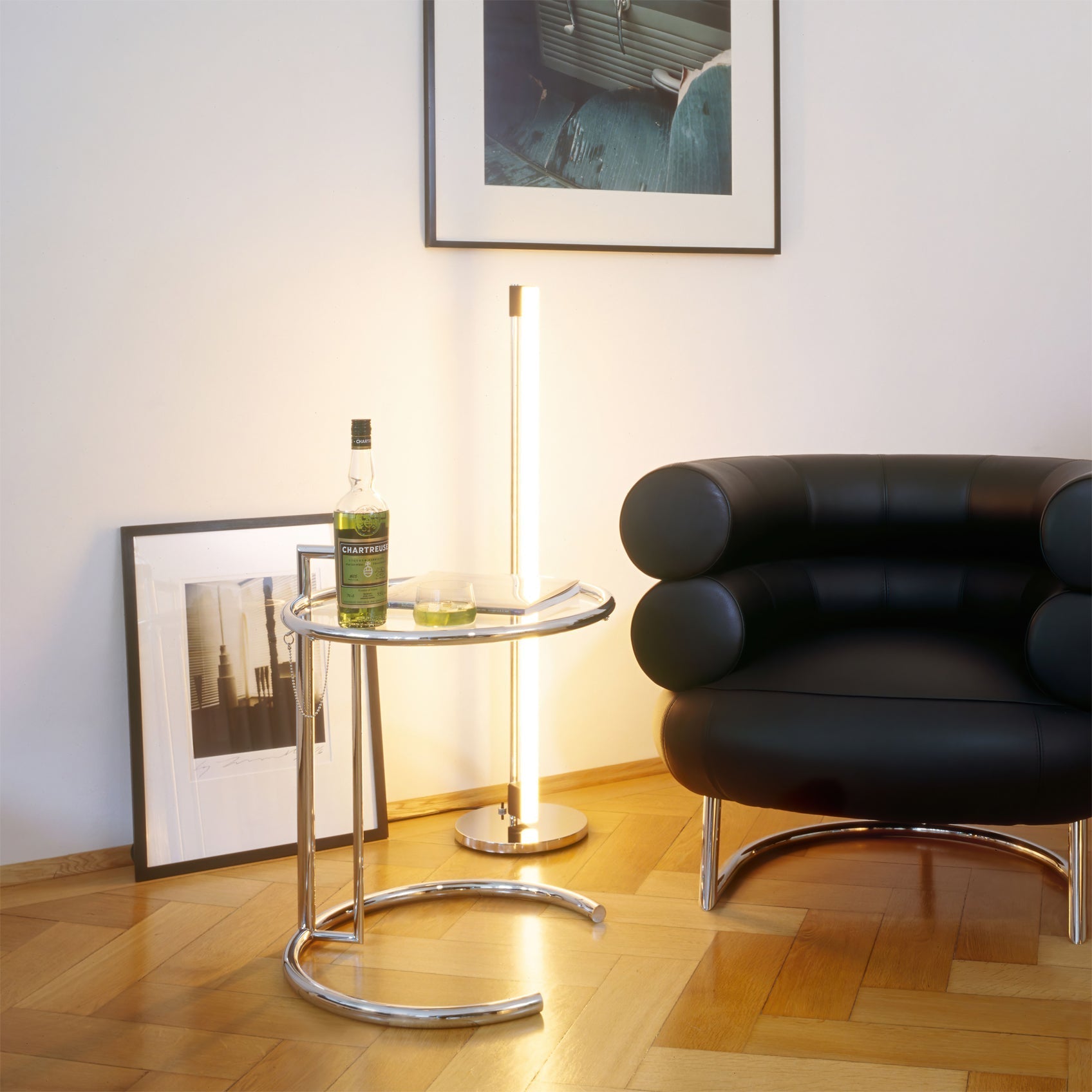 Modern Slim Chrome Metal LED Floor Lamp – Foot Switch – Living Room & Office