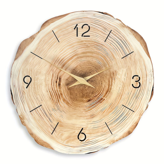Silent Wooden Wall Clock Dandy Leaf Texture