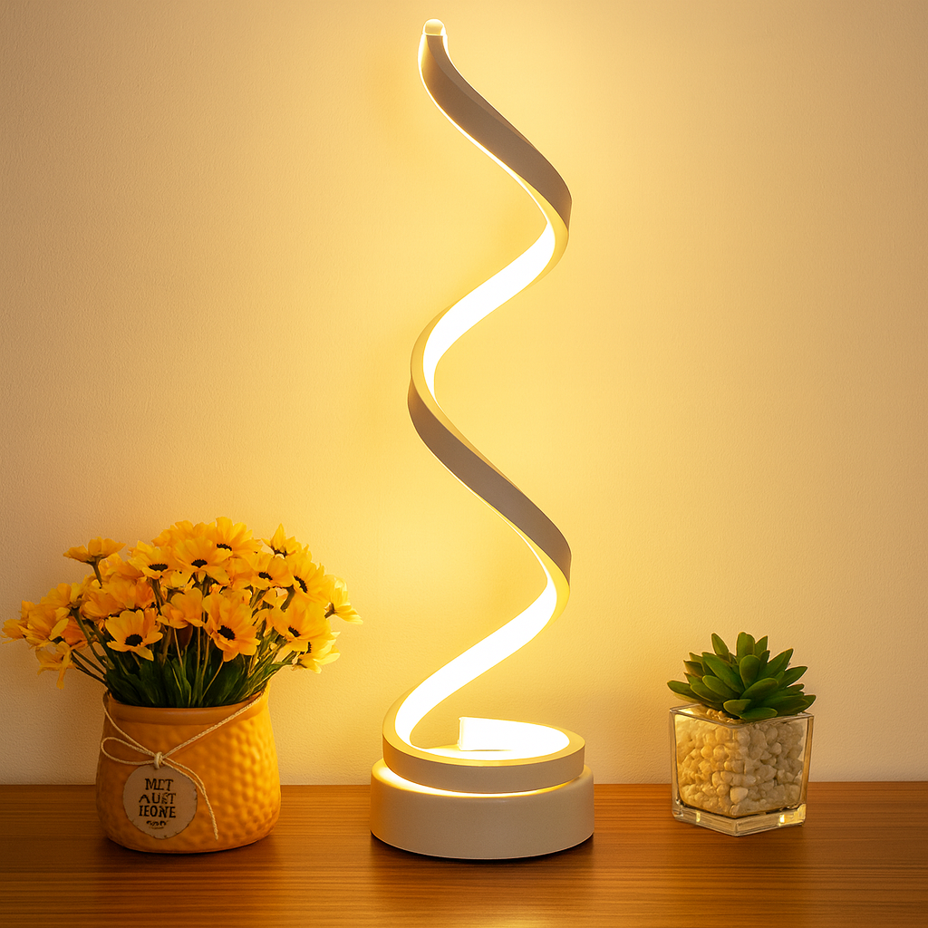 Modern Spiral LED Table Lamp – Artistic Ribbon Design USB – Bedroom Living Room