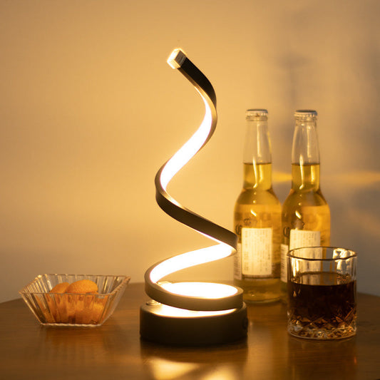 Modern Spiral LED Table Lamp – Artistic Ribbon Design USB – Bedroom Living Room