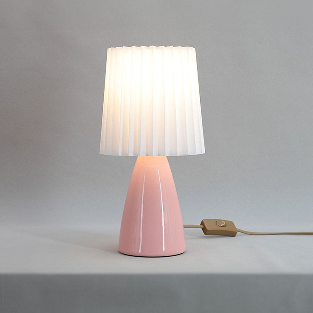 Modern Ceramic Table Lamp – Pleated Shade Bedside Light