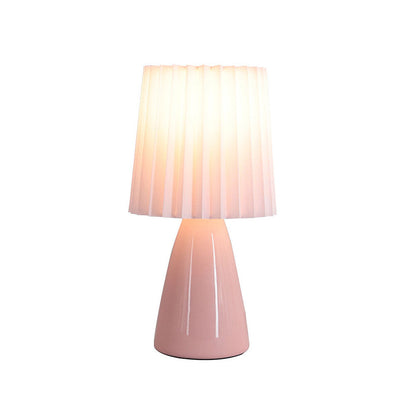 Modern Ceramic Table Lamp – Pleated Shade Bedside Light