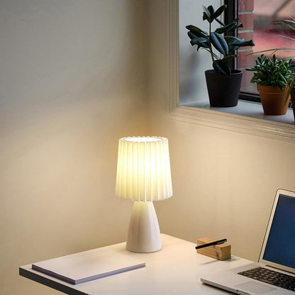 Modern Ceramic Table Lamp – Pleated Shade Bedside Light