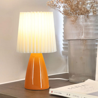 Modern Ceramic Table Lamp – Pleated Shade Bedside Light