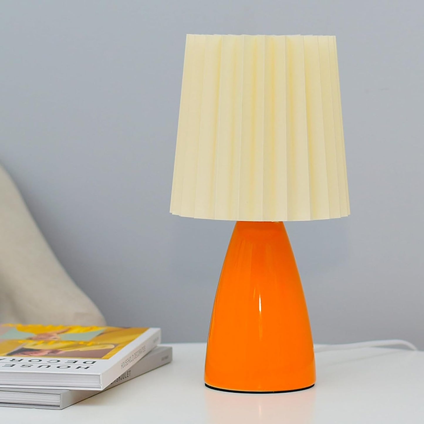 Modern Ceramic Table Lamp – Pleated Shade Bedside Light