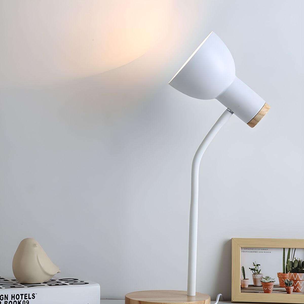 Wood Base Table Lamp - Nightstand Reading Light