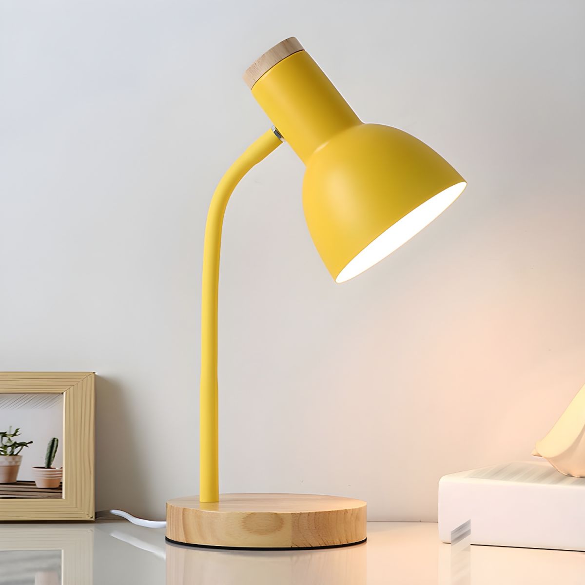Wood Base Table Lamp - Nightstand Reading Light