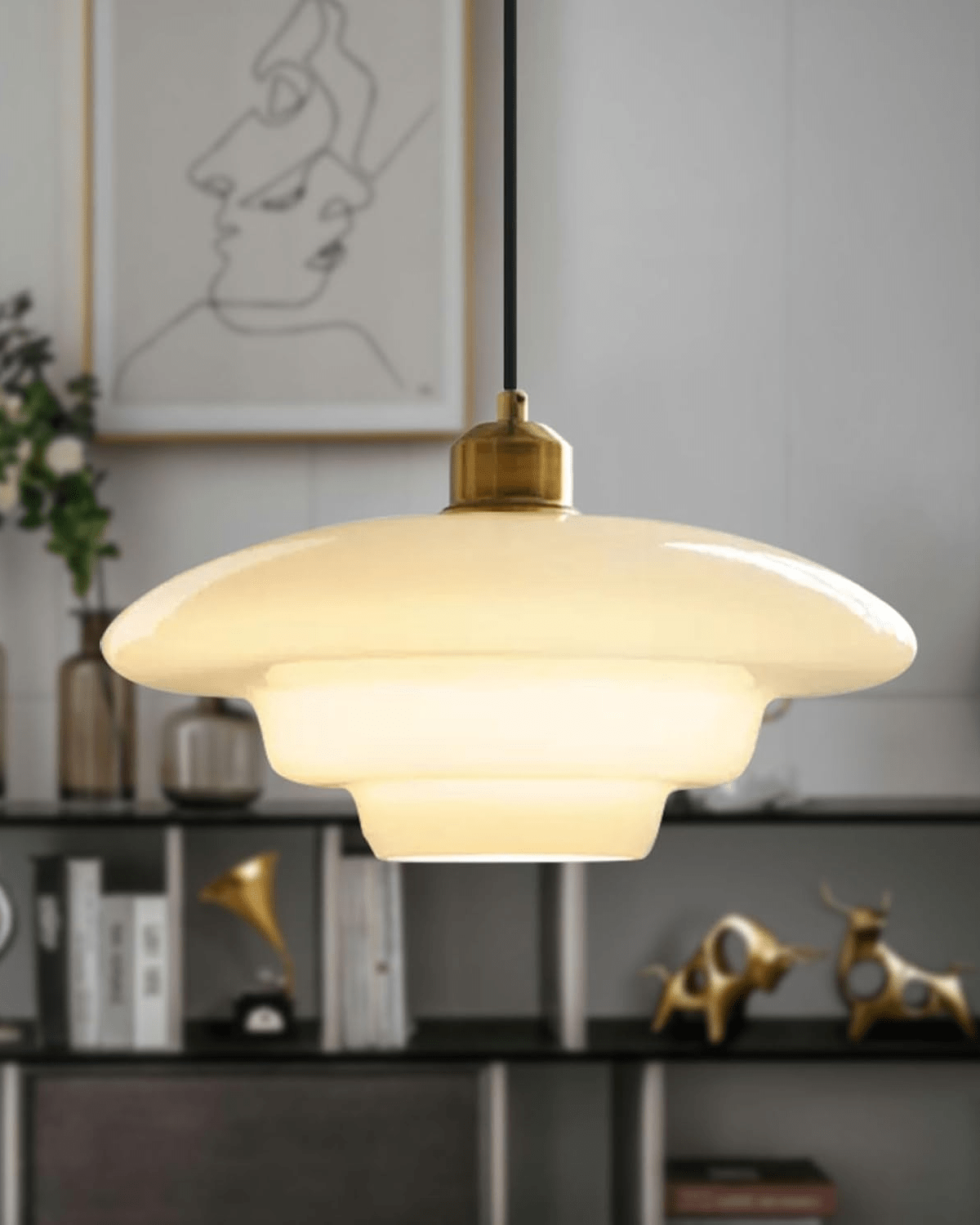 Timeless Glass Brass Accent Elegant Kitchen Pendant Light