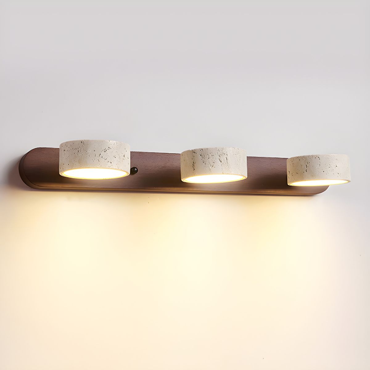 Natural Travertine Stone And Wood Rustic Wall Light