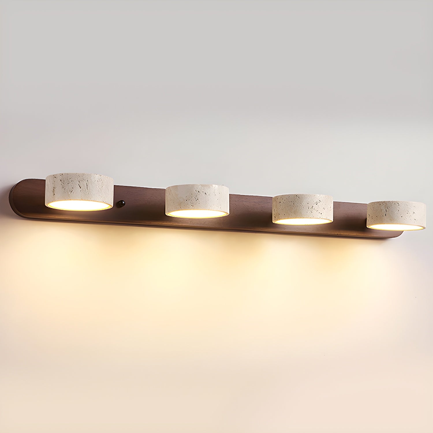 Natural Travertine Stone And Wood Rustic Wall Light