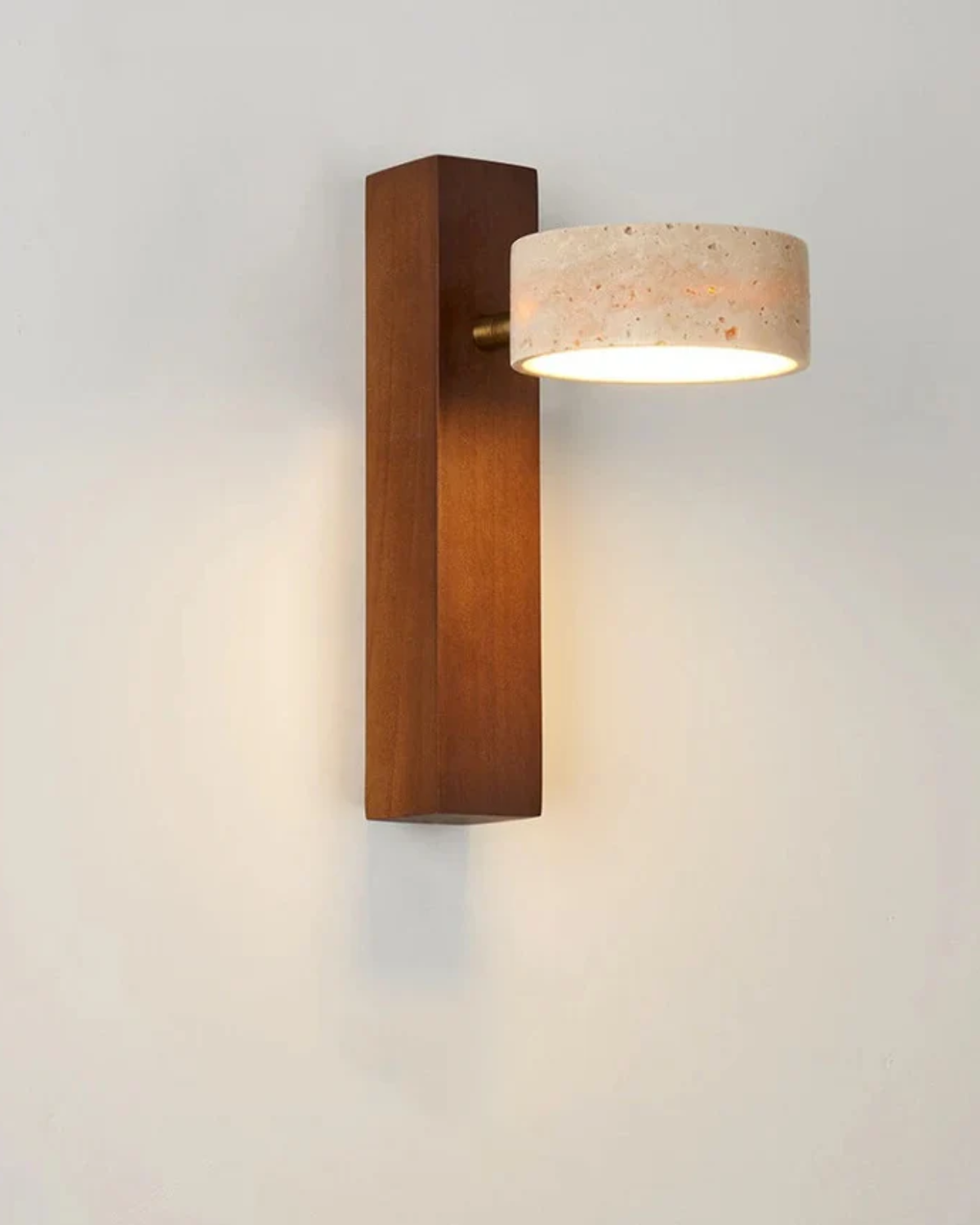 Modern Adjustable Downward Travertine Walnut Wood Wall Sconce