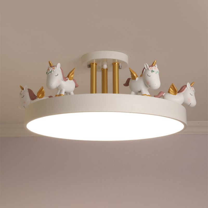 Unicorn Led Metal And Wood Whimsical Kids Ceiling Light