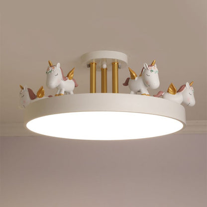 Unicorn Led Metal And Wood Whimsical Kids Ceiling Light