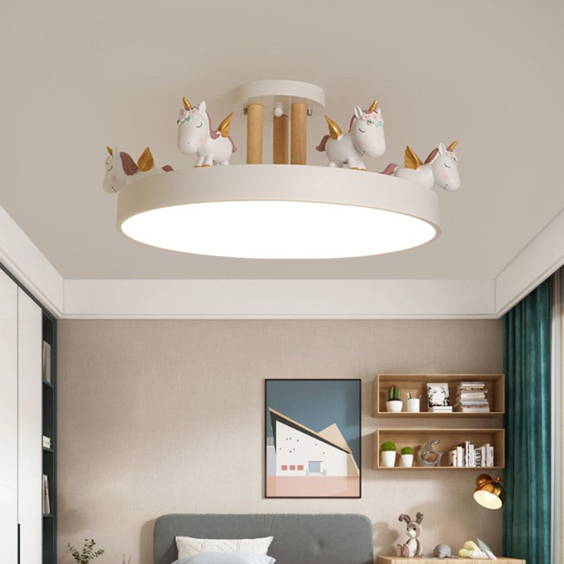 Unicorn Led Metal And Wood Whimsical Kids Ceiling Light