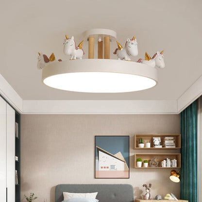 Unicorn Led Metal And Wood Whimsical Kids Ceiling Light