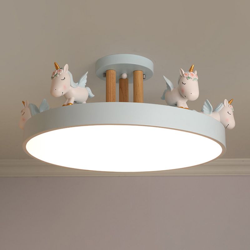 Unicorn Led Metal And Wood Whimsical Kids Ceiling Light