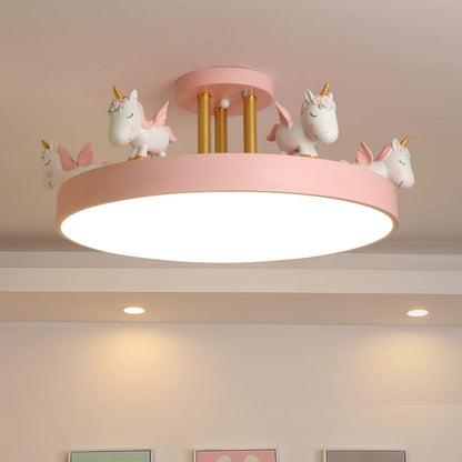 Unicorn Led Metal And Wood Whimsical Kids Ceiling Light