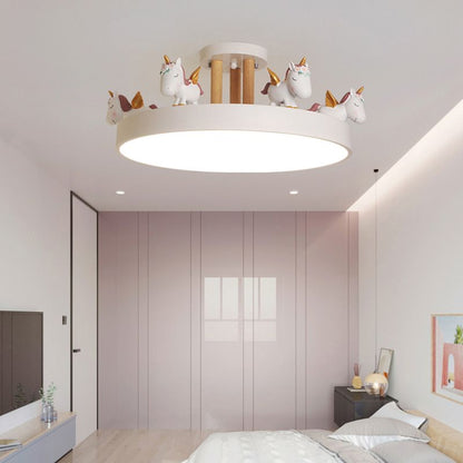 Unicorn Led Metal And Wood Whimsical Kids Ceiling Light