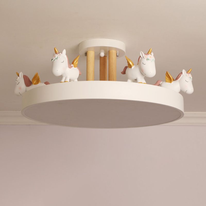 Unicorn Led Metal And Wood Whimsical Kids Ceiling Light