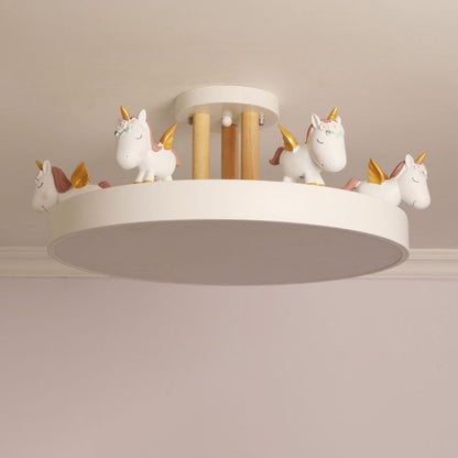 Unicorn Led Metal And Wood Whimsical Kids Ceiling Light