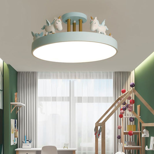 Unicorn Led Metal And Wood Whimsical Kids Ceiling Light