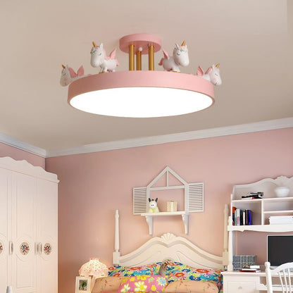 Unicorn Led Metal And Wood Whimsical Kids Ceiling Light