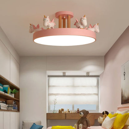 Unicorn Led Metal And Wood Whimsical Kids Ceiling Light